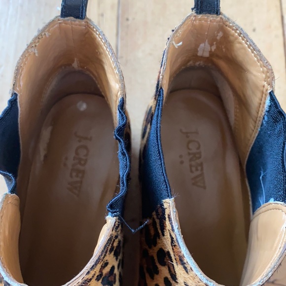J. Crew pony hair cheetah leopard ankle booties chelsea pull on - Picture 3 of 10